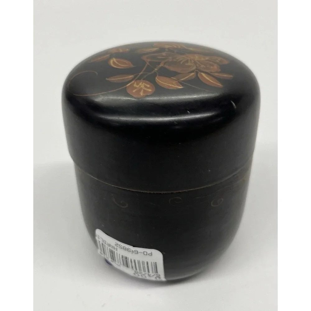Japanese Black Lacquer Natsume Tea Caddy Matcha Powder Tea Ceremony Canister VTG